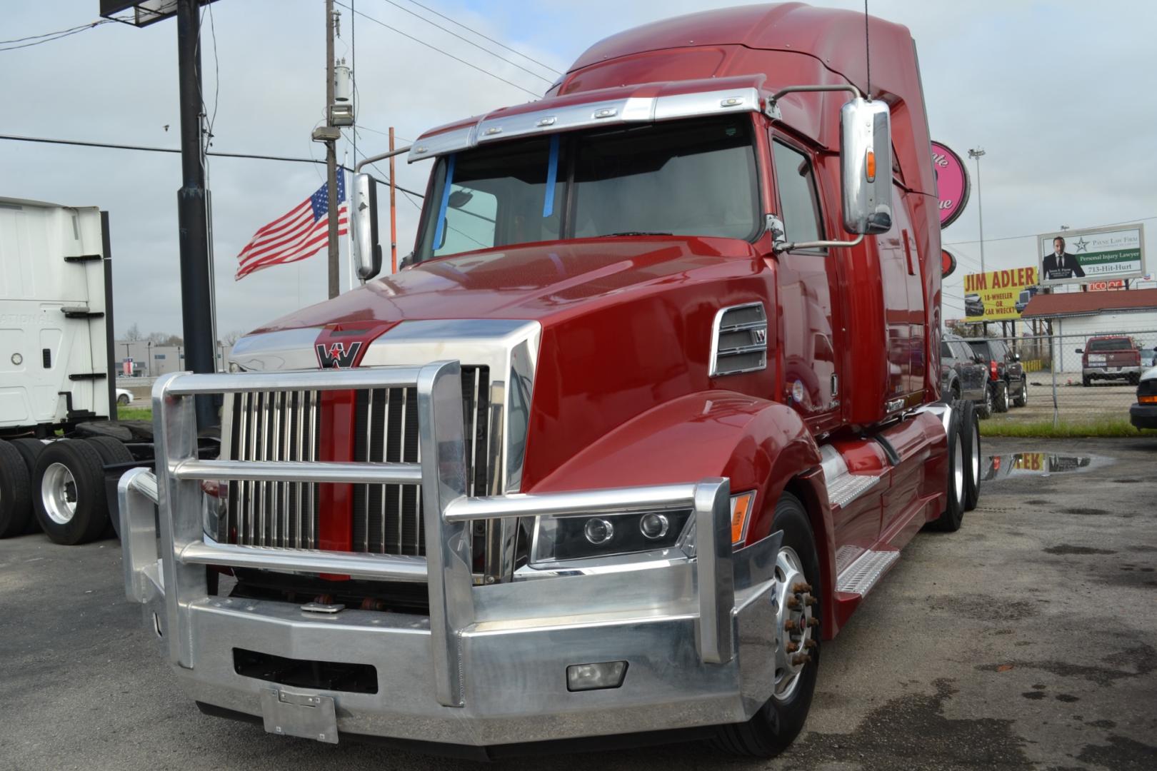 2018 MAROON WESTERN STAR 5700XE with an DETROIT DD15 14.8L 455HP engine, DETROIT DT12 AUTOMATED transmission, located at 9172 North Fwy, Houston, TX, 77037, (713) 910-6868, 29.887470, -95.411903 - 82" RAISED ROOF SLEEPER, RATIO: 2.41, RATIO: 2.41, 5TH WHEEL SLIDE, DIFF LOCK, 100 GALLON FUEL TANKS, MINI FRIDGE, ALUMINUM WHEELS - Photo#0