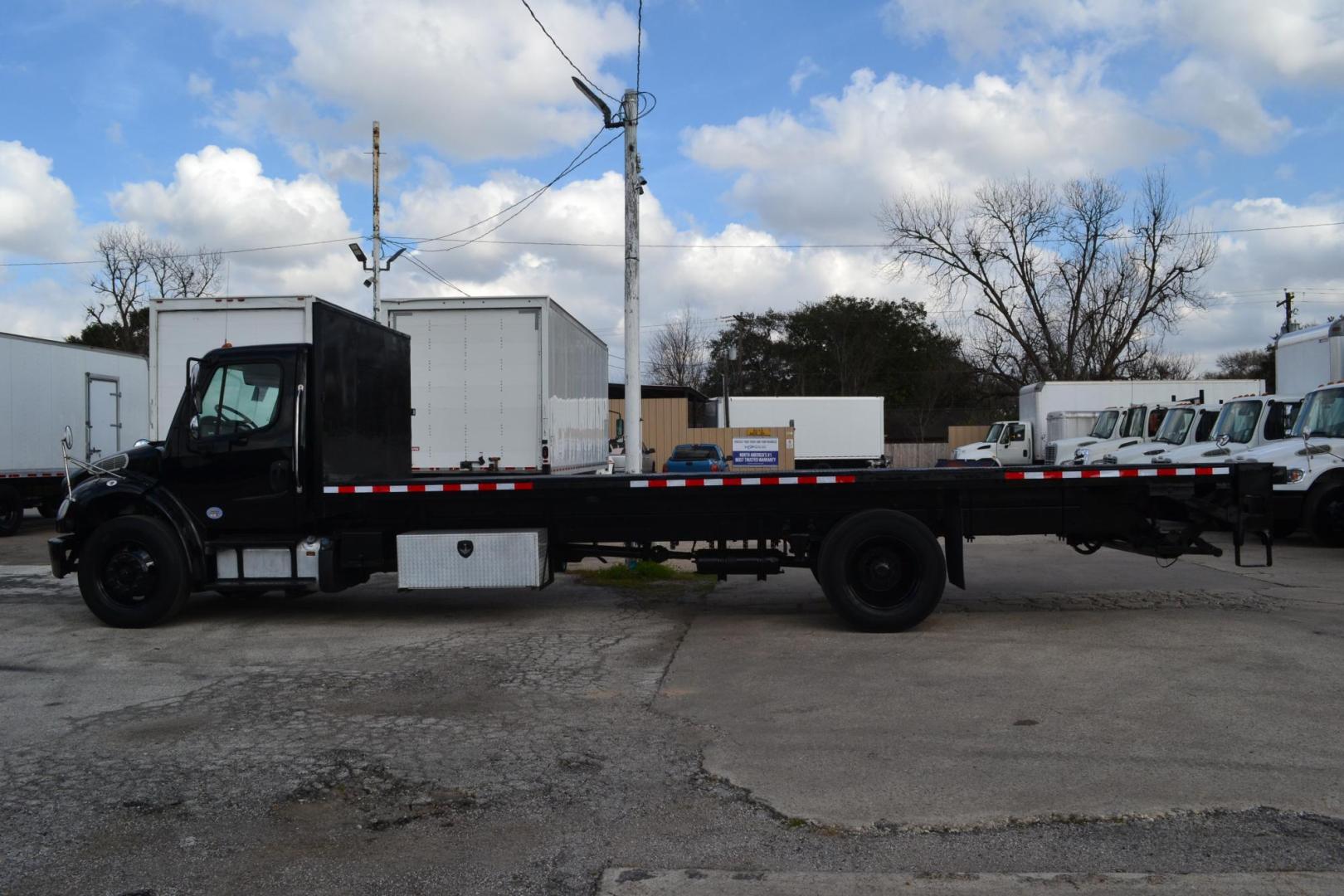 2016 BLACK /BLACK FREIGHTLINER M2-106 (3ALACWDT0GD) with an CUMMINS B6.7L 240HP engine, ALLISON 2500RDS AUTOMATIC transmission, located at 9172 North Fwy, Houston, TX, 77037, (713) 910-6868, 29.887470, -95.411903 - 26,000 LB GVWR NON CDL, 24 FT FLATBED X 100" WIDE, SPRING RIDE SUSPENSION, 100 GALLON FUEL TANK, 2,500 LB CAPACITY STEEL LIFT GATE, WB: 255", 7 X SLIDING WINCH STRAPS, , 2 X TOOL BOXES, POWER WINDOWS & LOCKS - Photo#6